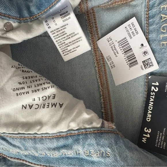 American Eagle Outfitters Light Blue Super High-rise Straight Jeans - Picture 3 of 5